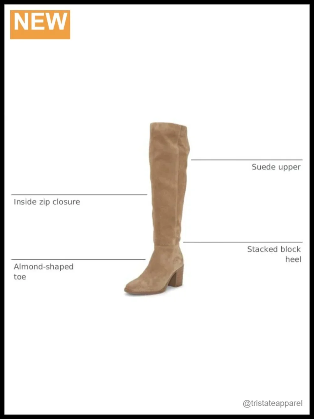 Suede Over-the-Knee Boots Stacked Heel Almond Toe
